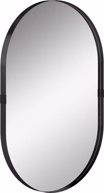HOMCOM Modern Oval Wall Mirror with Aluminium Alloy Frame, Black, W: 60 cm, H: 90 cm