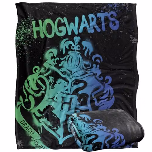 LOGOVISION Harry Potter Hogwarts Spray Paint Super Soft Fleece Throw Blanket, Multicolour, W/D/H: 152 x 127 cm