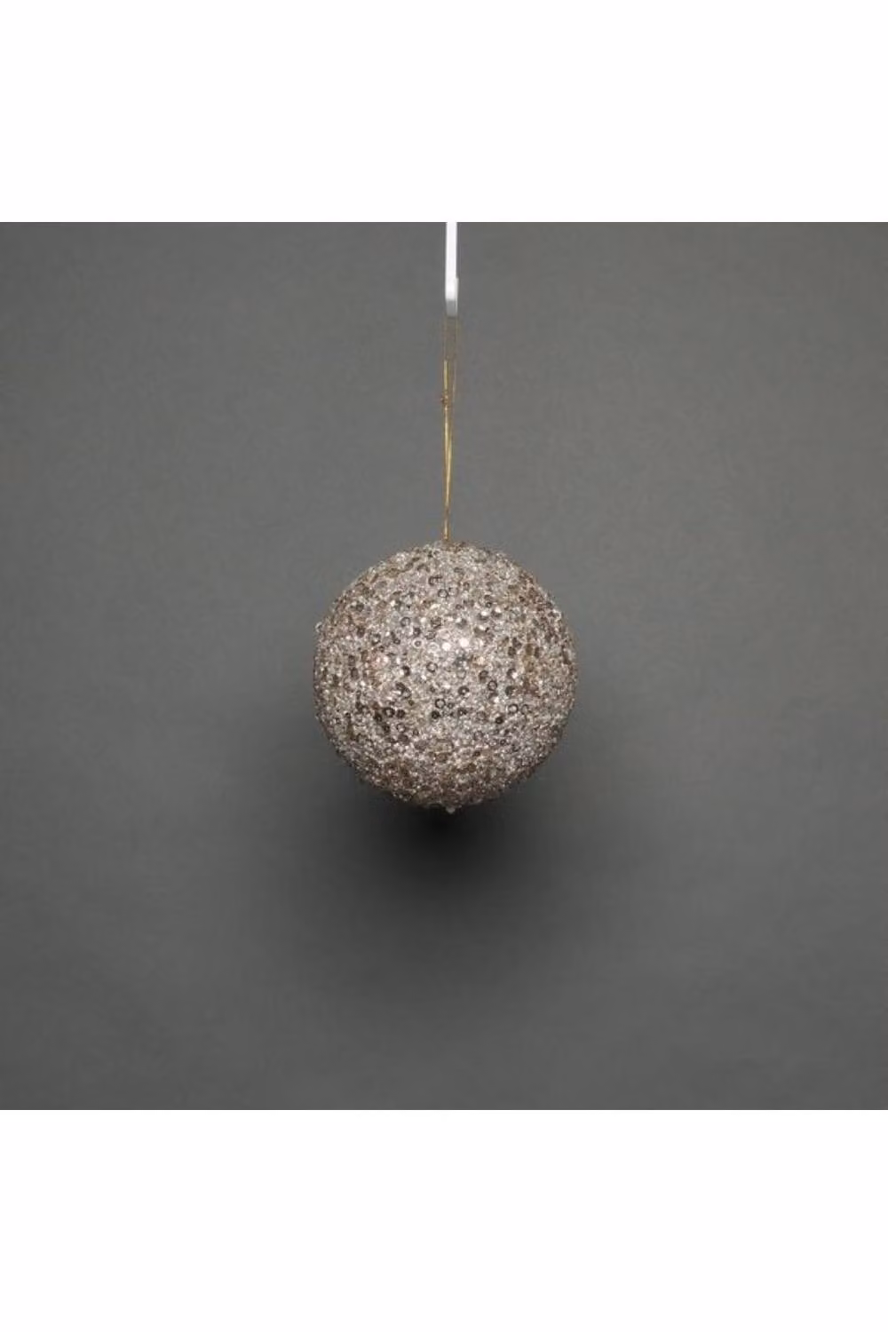 KDMD Champagne Glitter Christmas Baubles, 2 Pack, Grey and Gold, Diameter: 10 cm – 2