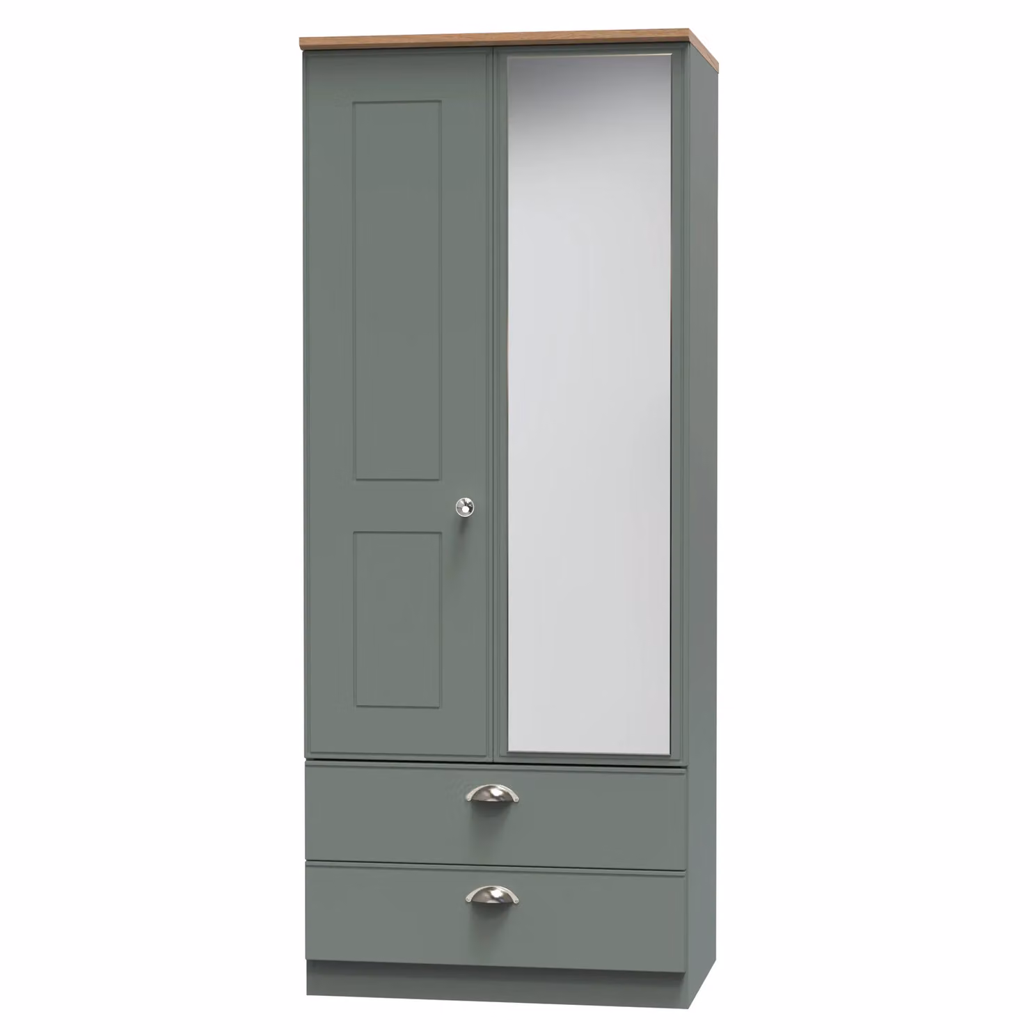 Albert Ready Assembled 2 Door 2 Drawer Mirrored Wardrobe in Pale Green – 2