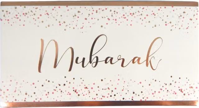 Peacock Supplies Mubarak Confetti Money Envelopes in White, Gold and Pink