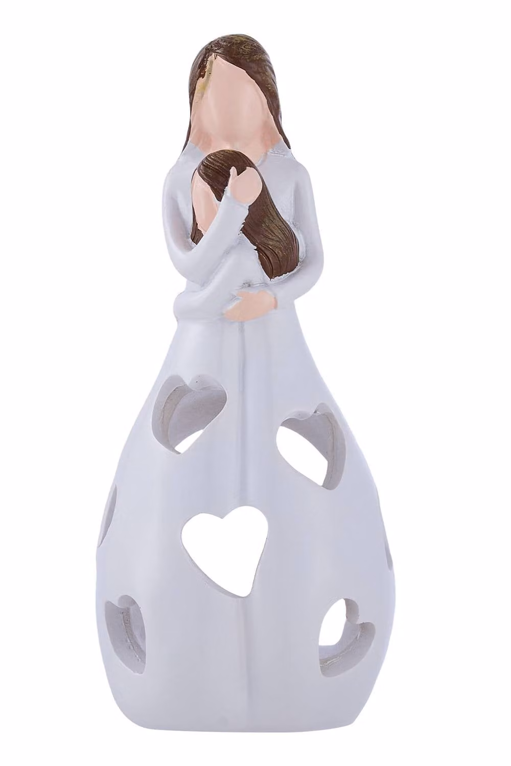 Living and Home Heart Shaped Resin Decorative Figurine Candle Holder for LED Tealights in White – 2