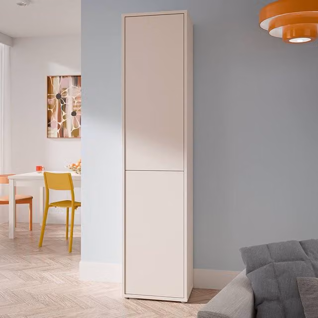 Furniture To Go Alice Springs Narrow Tall Cupboard with 2 Push-to-Open Doors in Sand and Beige – 1
