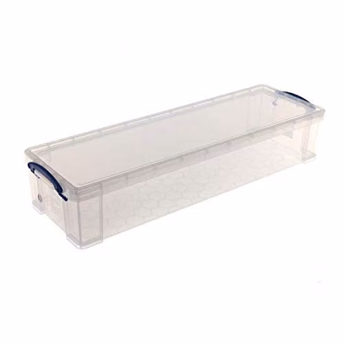 Really Useful Box 22 Litre Plastic Storage Box in Transparent with Lid and Handles