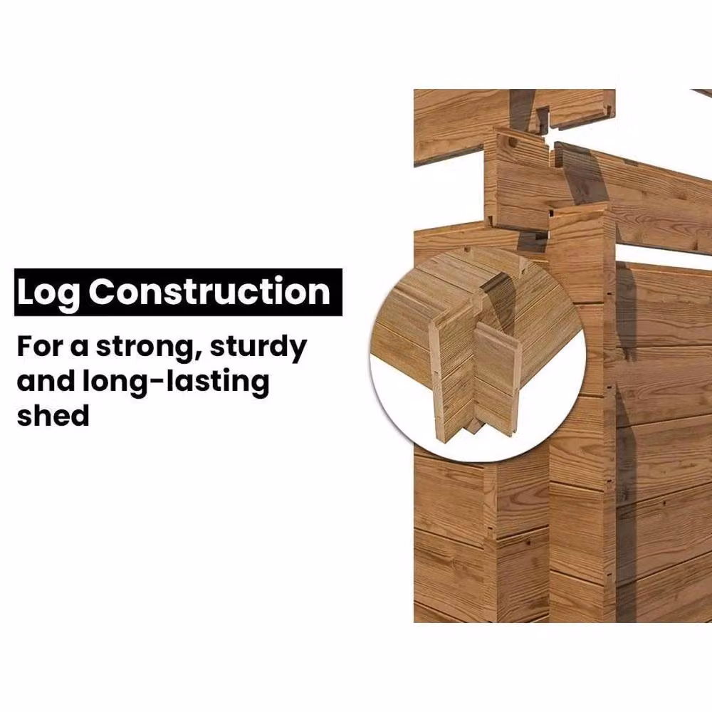 Dunster House Heavy Duty Log Shed with Superfelt Roof in Brown, W/D/H: 300 x 180 x 180 cm – 3