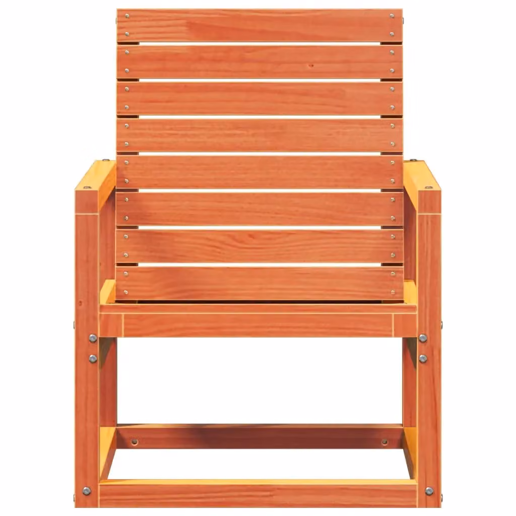 Berkfield Home Rustic Garden Chair in Waxed Brown Solid Pine Wood with Armrests W: 57.5 cm, D: 63 cm, H: 76 cm – 3