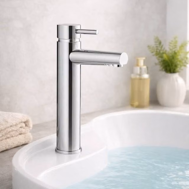 Premier Chrome High Rise Single Lever Basin Mixer Tap in Silver Chrome