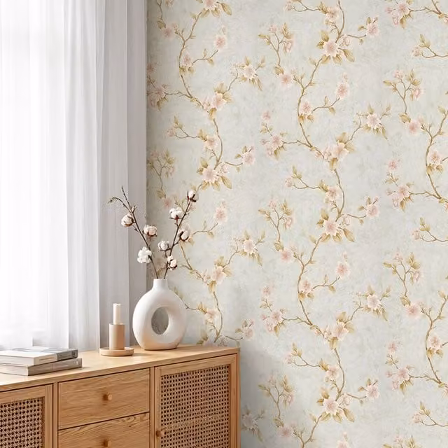 Lifeideas 3D Embossed Non-Woven Floral Botanical Wallpaper in Light Green