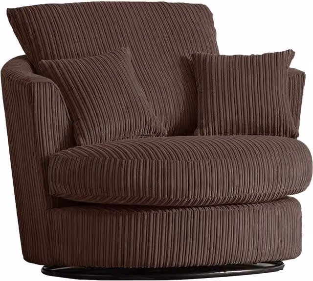 Furnishings For Less UK Luxor Jumbo Cord Fabric 360 Degree Swivel Single Seater Chair in Chocolate Brown