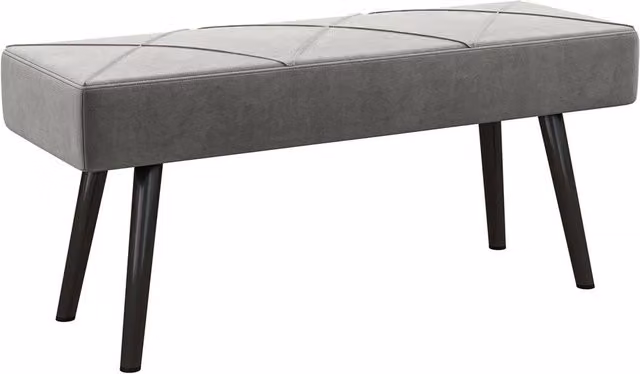 Kelvenix Grey Upholstered Velvet Hallway and Bedroom Bench with Metal Frame – 1