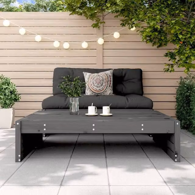 Berkfield Home Beautiful Garden Footstool in Grey, Solid Pine Wood, W: 120 cm, D: 84 cm, H: 30 cm – 1