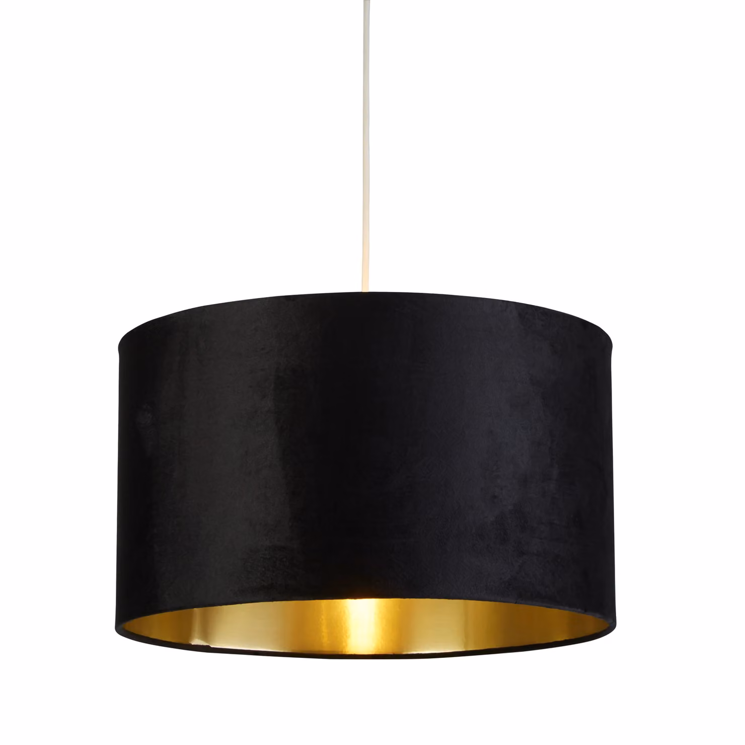 Lighting Collection Black Velvet Cylinder Lamp Shade with Brushed Gold Inner Shade – 2