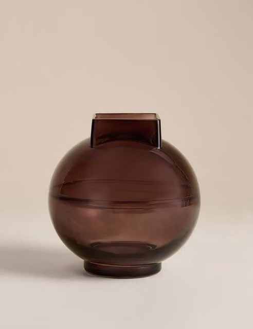 M&S Square Globe Band Glass Vase in Purple