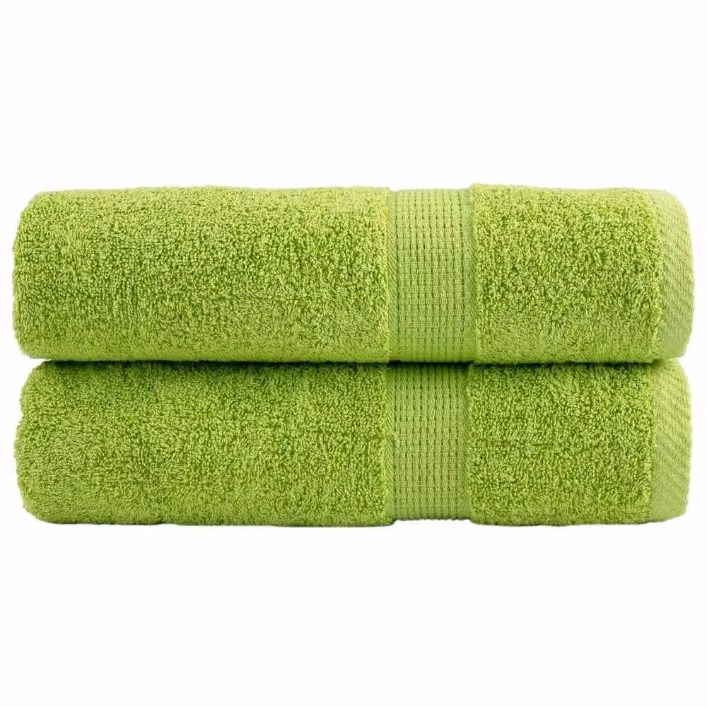 Berkfield Home SOLUND Premium Cotton Terry Shower Towels, Apple Green, 2 Pack, W: 70 cm, L: 140 cm, 600 gsm – 2