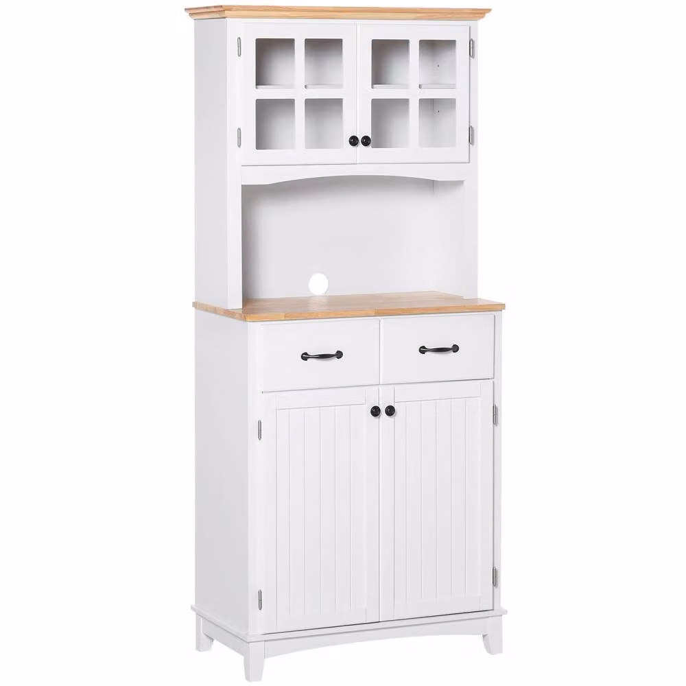 Wyld Haus Fidipa White Wooden Kitchen Cupboard with Glass Doors and Internal Shelves – 2