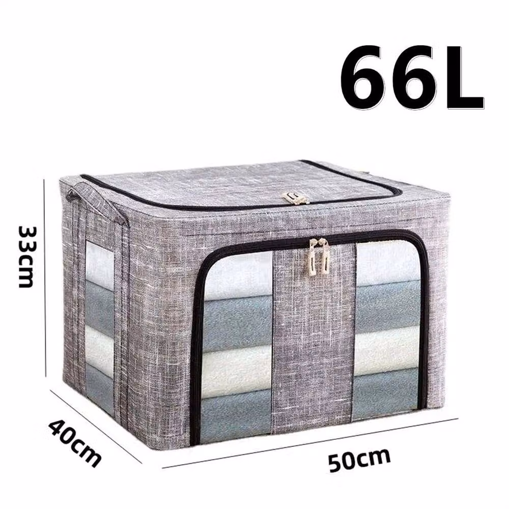 SPETLEK 66L Large Folding Storage Box, Pack of 3, Grey and Transparent – 2