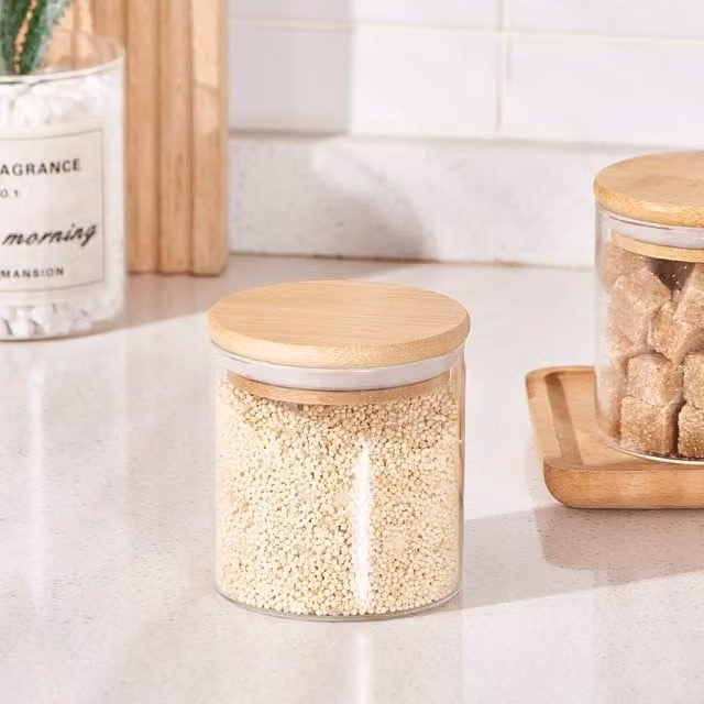 Eden & Willow Airtight Glass Pantry Storage Jar with Bamboo Lid, Transparent, 0.35l