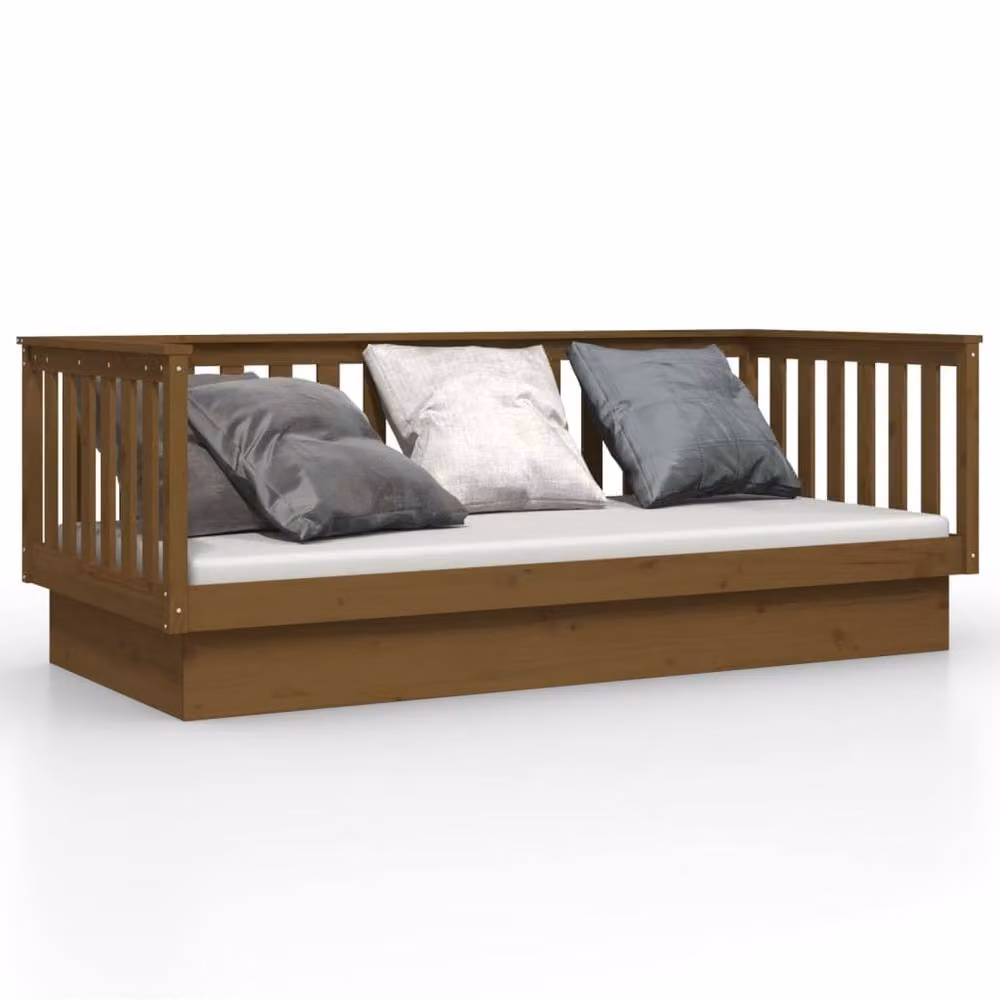 Berkfield Home Beautiful Day Bed in Honey Brown Solid Pine Wood, W/D/H: 80 x 200 cm – 3