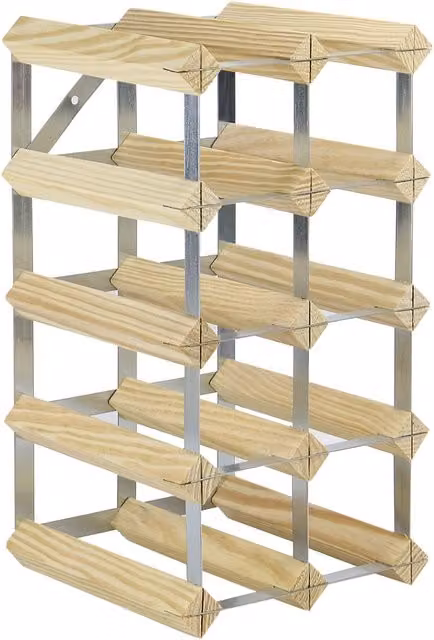 Magna Retail Modern 12 Bottle Wall Mounted Wood and Metal Wine Rack in Brown