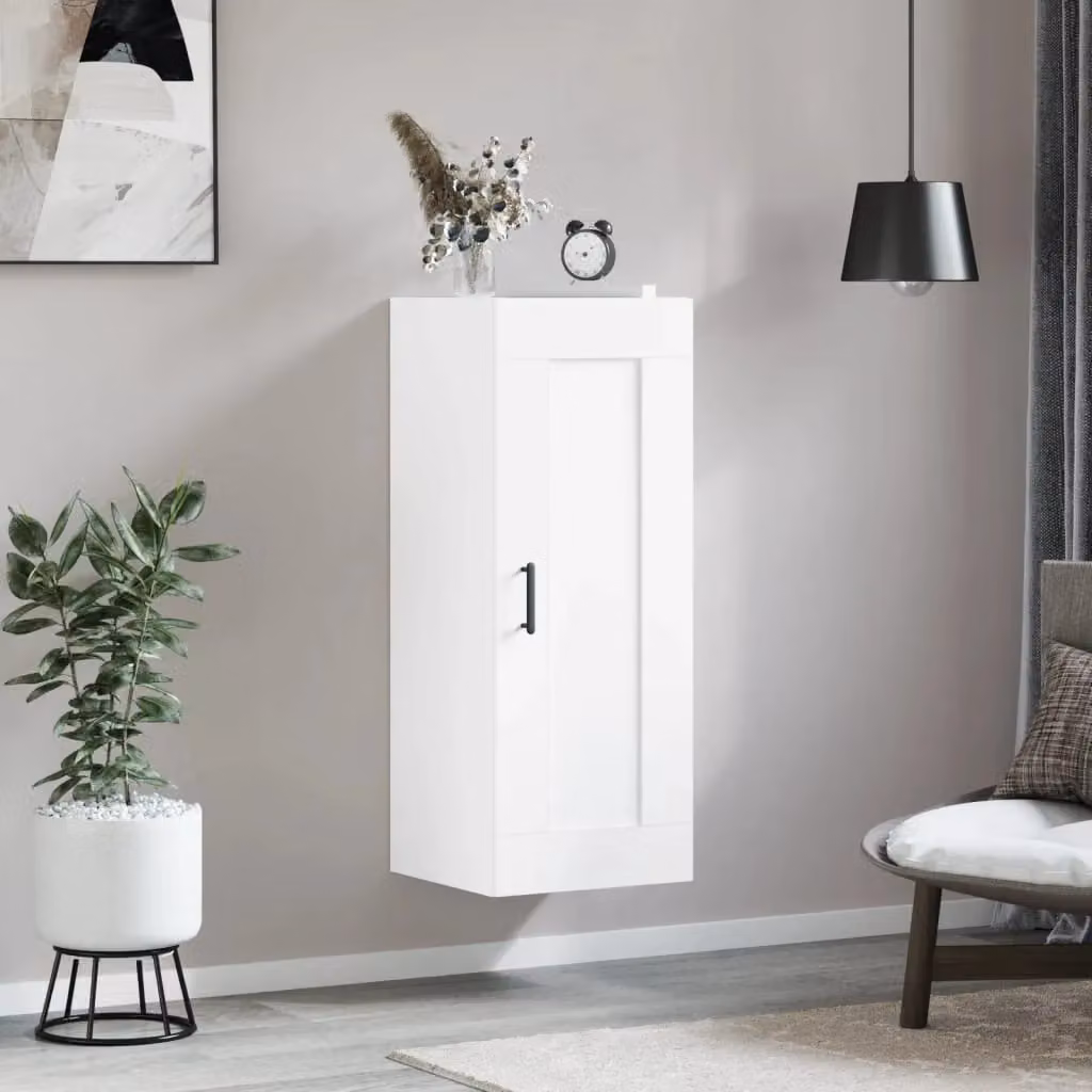 Berkfield Home Wall Mounted Cabinet in White, W/D/H: 34.5 x 34 x 90 cm – 3