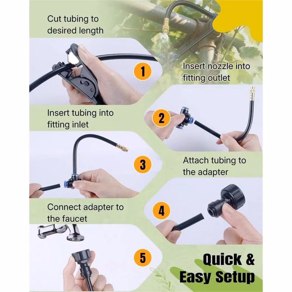 Nordara 30M 360 Degree Drip Irrigation System Kit with Micro Sprayer and 8mm Hose in Black, W: 1000 mm, L: 15000 mm – 4