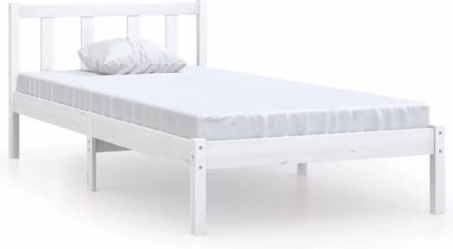 Berkfield Home Single Bed Frame in White Solid Pine Wood, W: 90 cm, L: 190 cm
