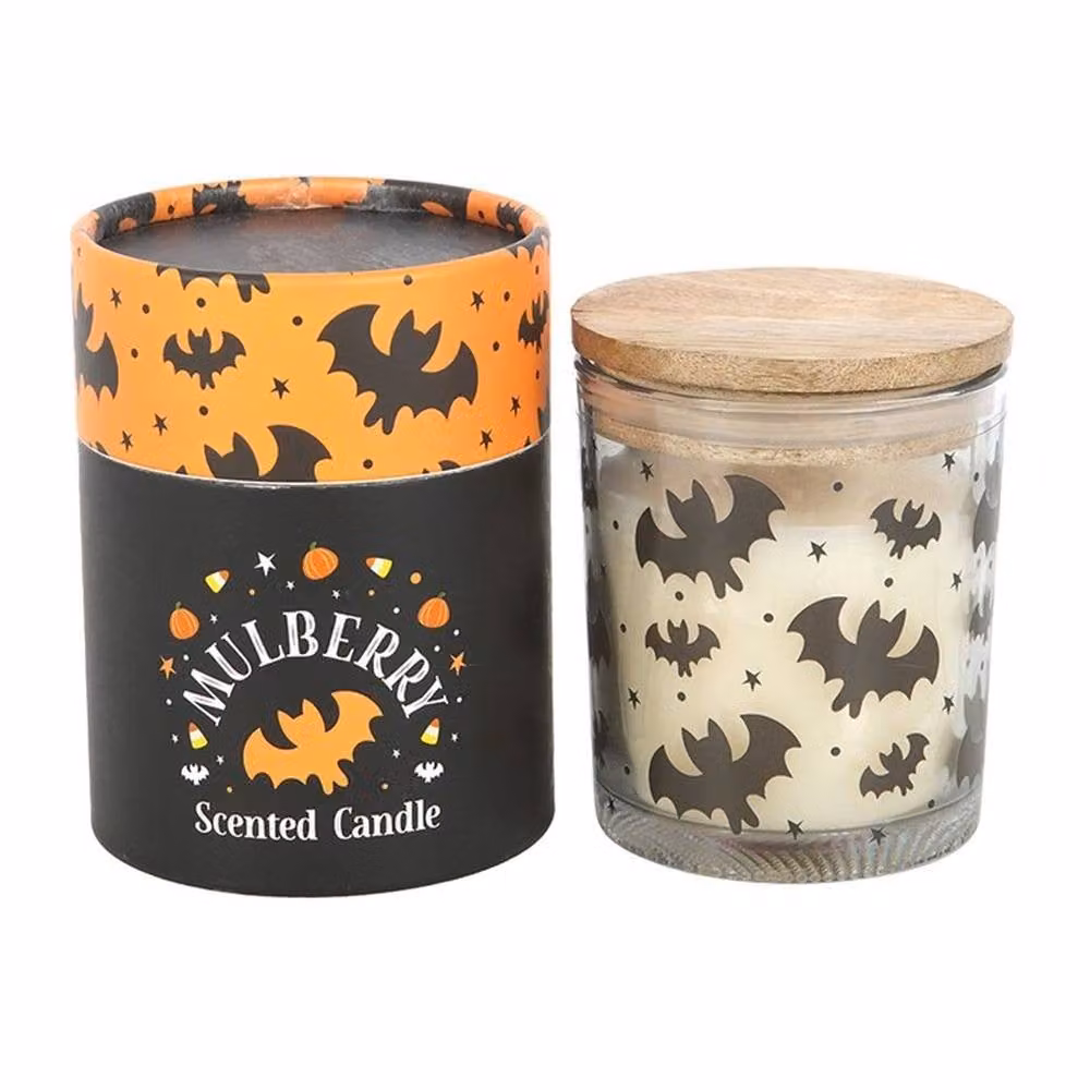 Uniqueful Bat Print Mulberry Pillar Candle, Multicolour, Fruity Scent – 2