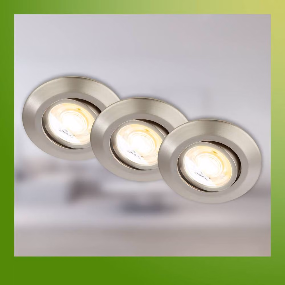 Briloner Set of 3 Dimmable Round LED Recessed Downlights with CCT, Metallic Silver, D: 90 mm, H: 24 mm – 2