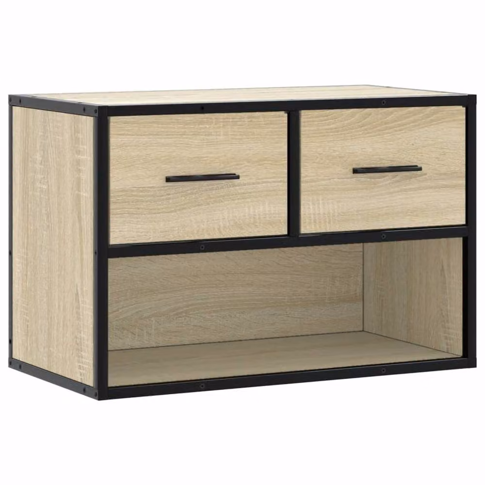 Berkfield Home TV Cabinet in Sonoma Oak and Beige, W: 60 cm, D: 31 cm, H: 39.5 cm – 2