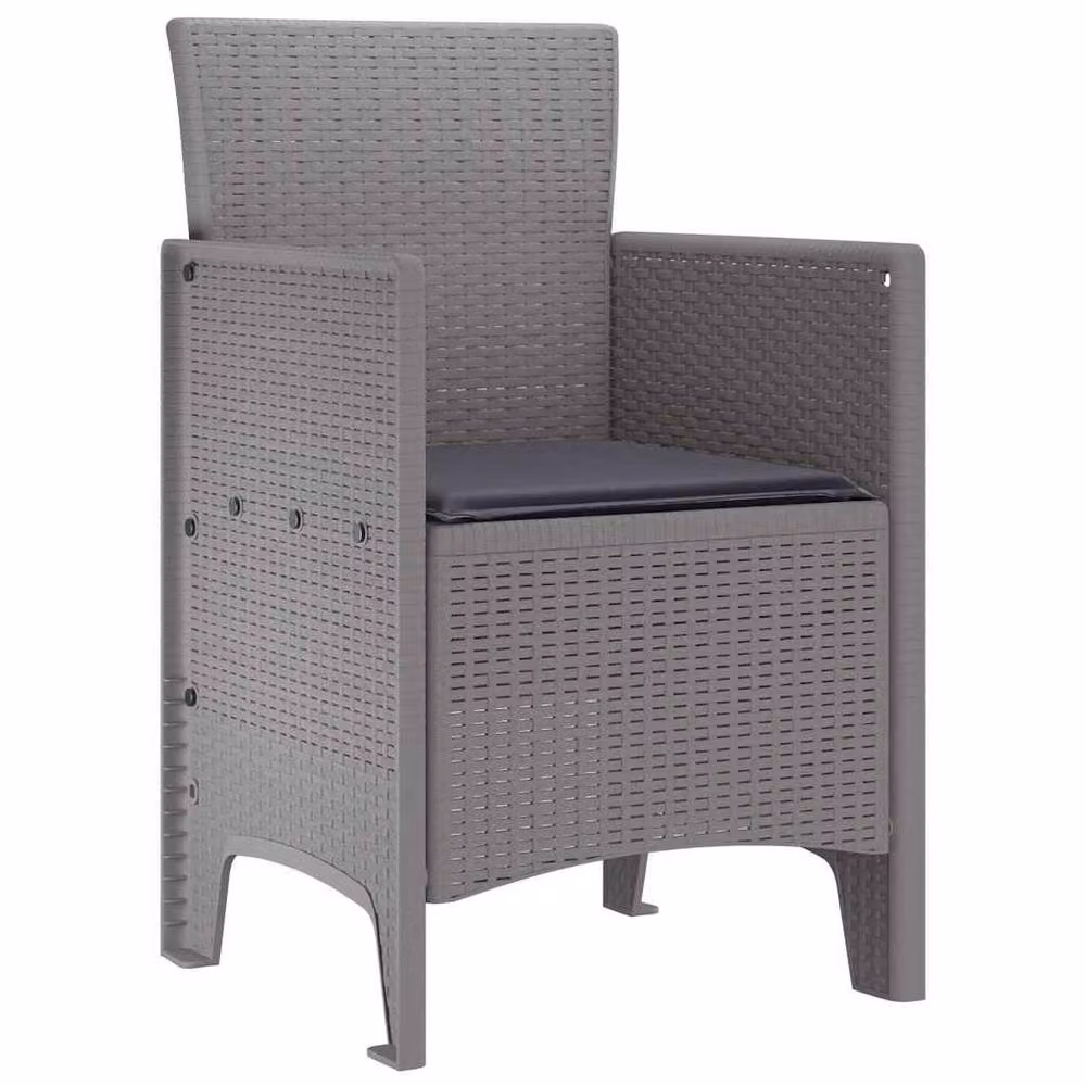 Berkfield Home Set of 4 Modern Poly Rattan Garden Chairs with Cushions in Anthracite Grey – 3