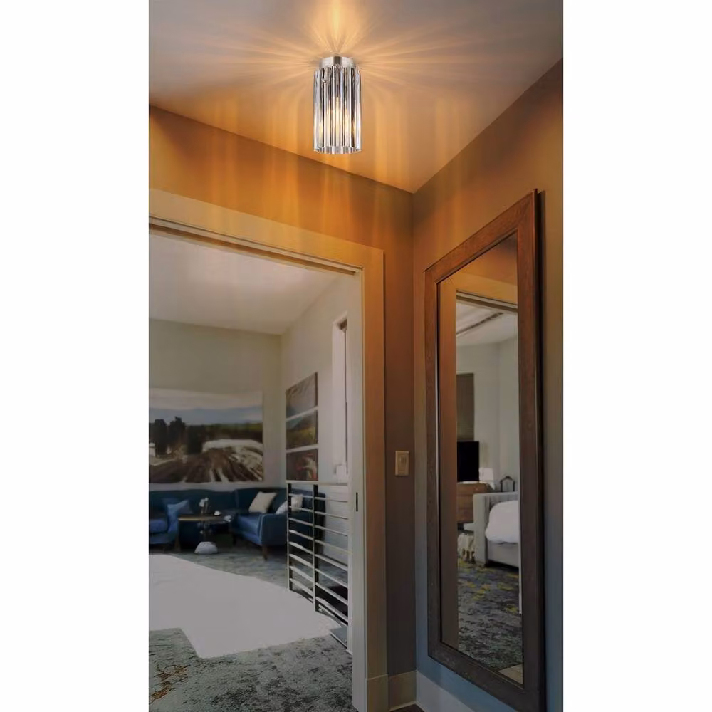Netlighting Cayden Modern Cylinder Ceiling Light in Silver with Transparent Glass Shade for Living Rooms and Hallways, E27, 1x Bulb – 7