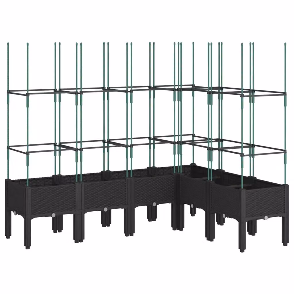 Berkfield Home Garden Planter with Trellis in Black, W: 160 cm, D: 120 cm, H: 142.5 cm – 2