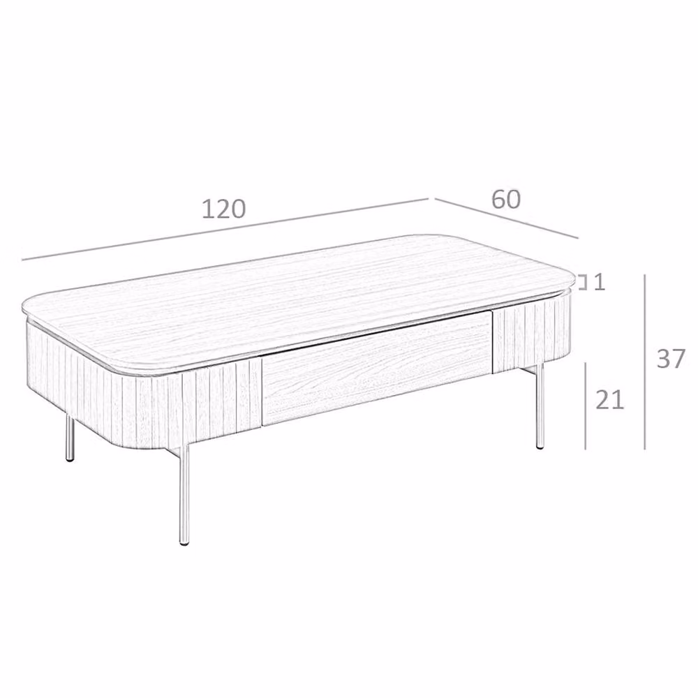 Angel Cerda Walnut Veneer Rectangular Coffee Table in Brown with Gold Legs W/D/H: 120 x 60 x 37 cm – 5