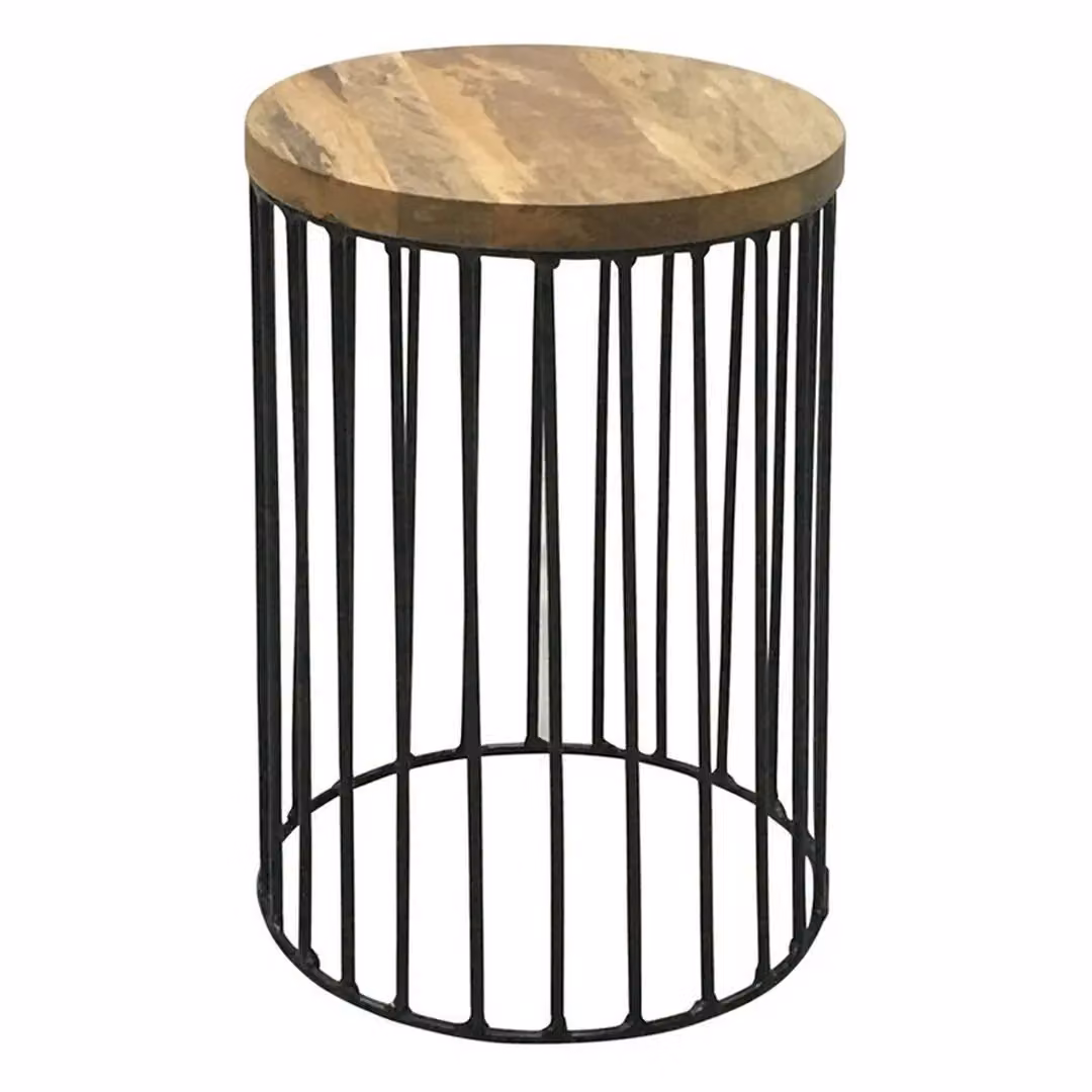 Jaipur Furniture Ltd Ravi Small Round Side Table with Mango Wood Top and Iron Base, Brown and Black, W/D/H: 30 x 30 x 45 cm – 2