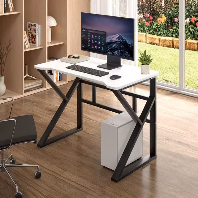 Lifeideas Modern X-Frame Computer Desk in White