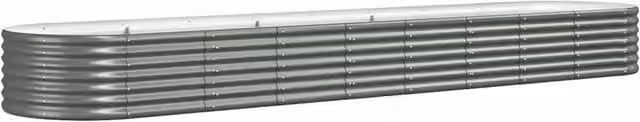 Berkfield Home Garden Powder-coated Steel Raised Bed in Grey, W: 368 cm, D: 80 cm, H: 36 cm – 1