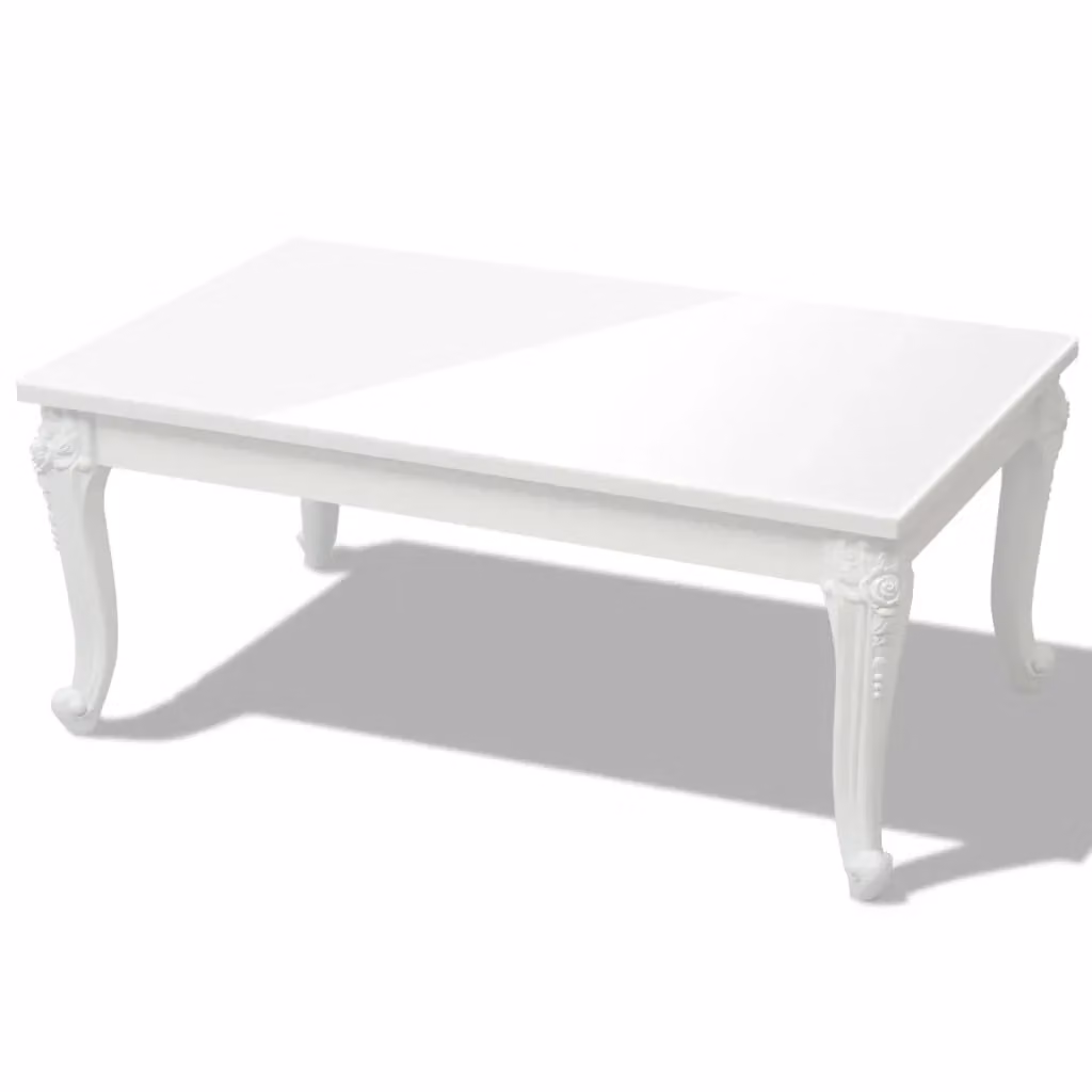 Berkfield Home Glossy White Rectangular Coffee Table W: 100 cm, D: 60 cm, H: 42 cm – 2
