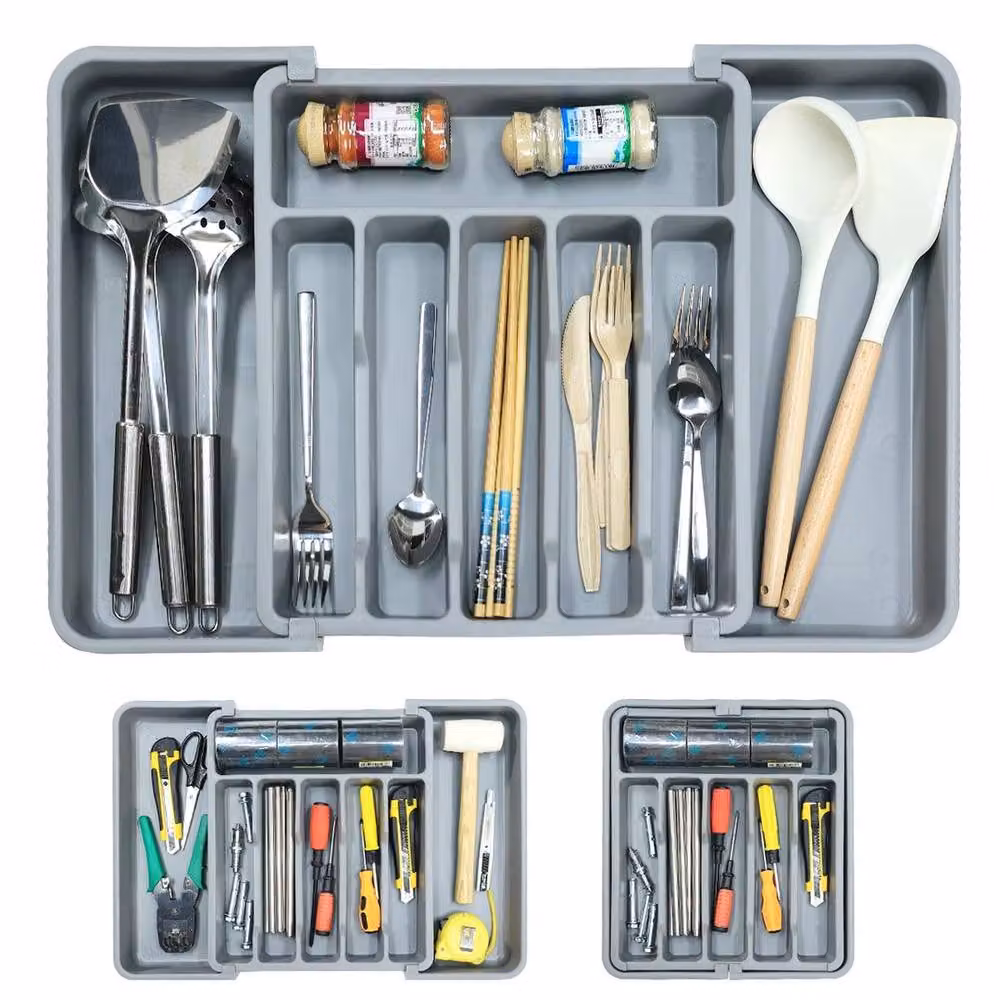 SPETLEK Cutlery Drawer Organiser in Grey – 4