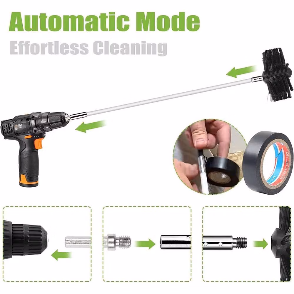 FLAVORA 15cm Flexible Rod Chimney Sweep Brush Kit in Black – 2