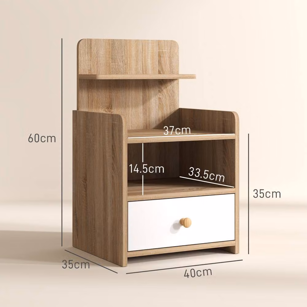 ERGOVEXA Multi-Storage Bedside Table in Brown and White Wood – 2