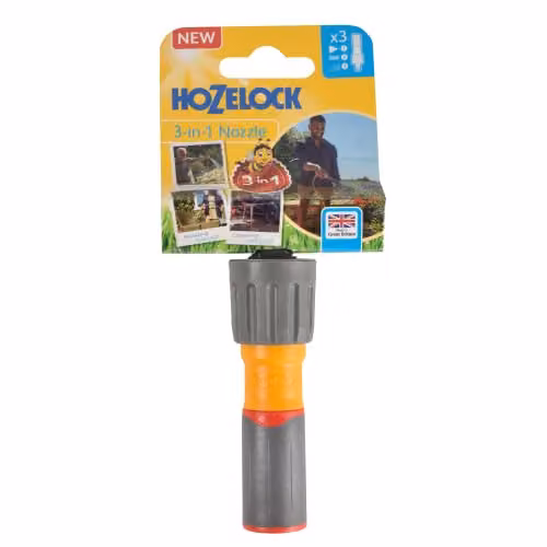 Hozelock 3-in-1 Multi-Pattern Watering Nozzle with Ergonomic Soft Grip Handle, Yellow – 1