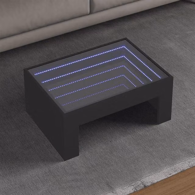Berkfield Home Infinity LED Coffee Table in Black, W/D/H: 70 x 50 x 30 cm