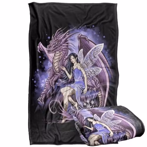 JQ Licensing En Protectors Of The Realm Fairy And Dragon Silky Touch Super Soft Fleece Throw Blanket, Multicolour, W: 91 cm, D: 147 cm – 1