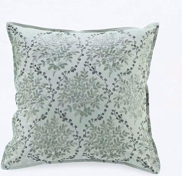 MM Linen Tuto Square Floral Cushion in Green Mix with Cotton and Feather Filling