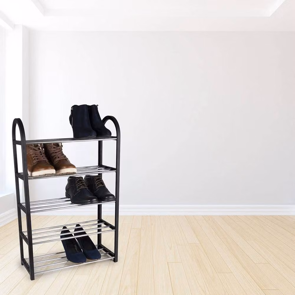 VOGREX 5-Tier Compact Metal Shoe Storage Rack in Black – 4