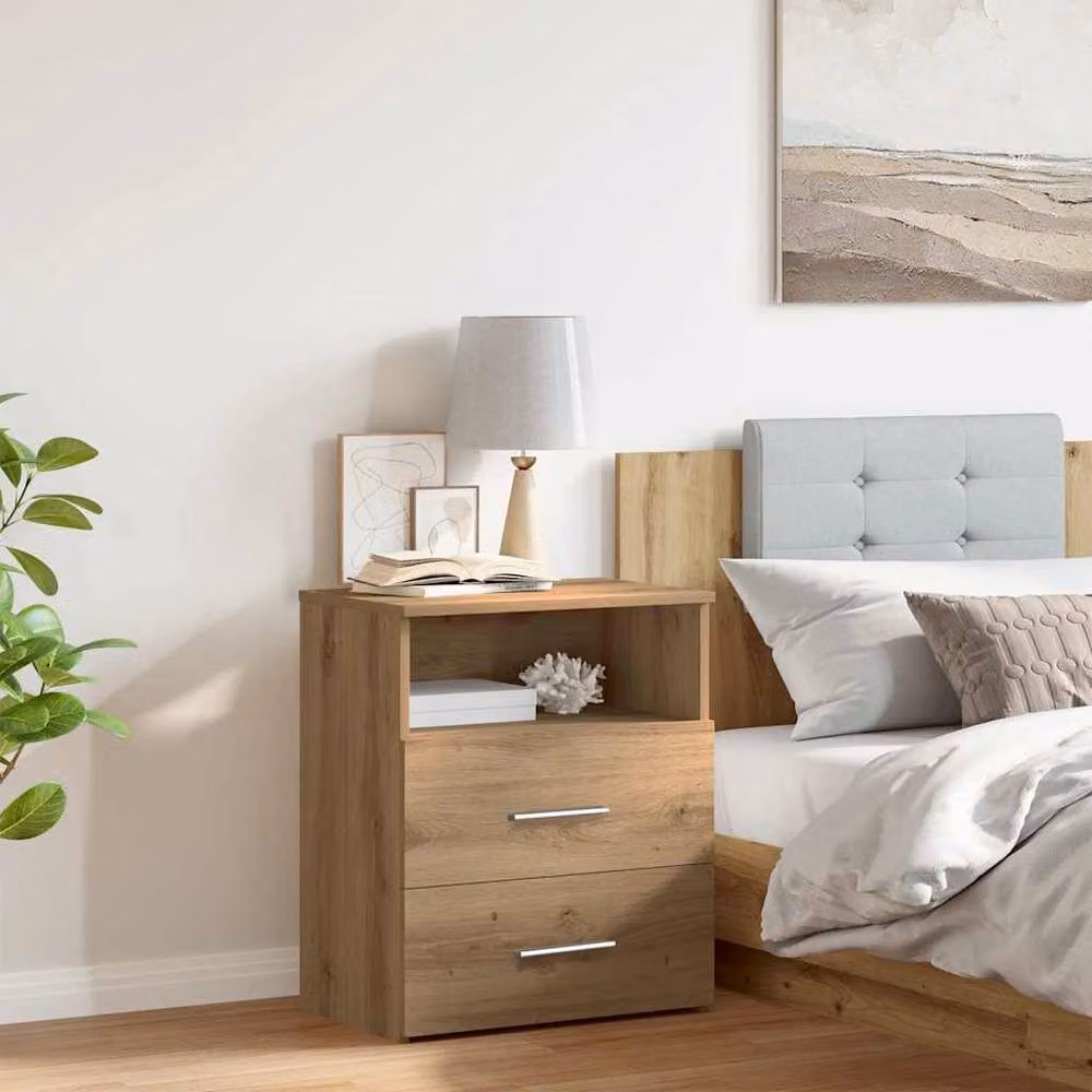 Berkfield Home Artisan Oak Bedside Cabinet in Brown, W: 50 cm, D: 32 cm, H: 60 cm – 2