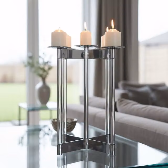 Orsina Lucita Silver Pillar Candelabra