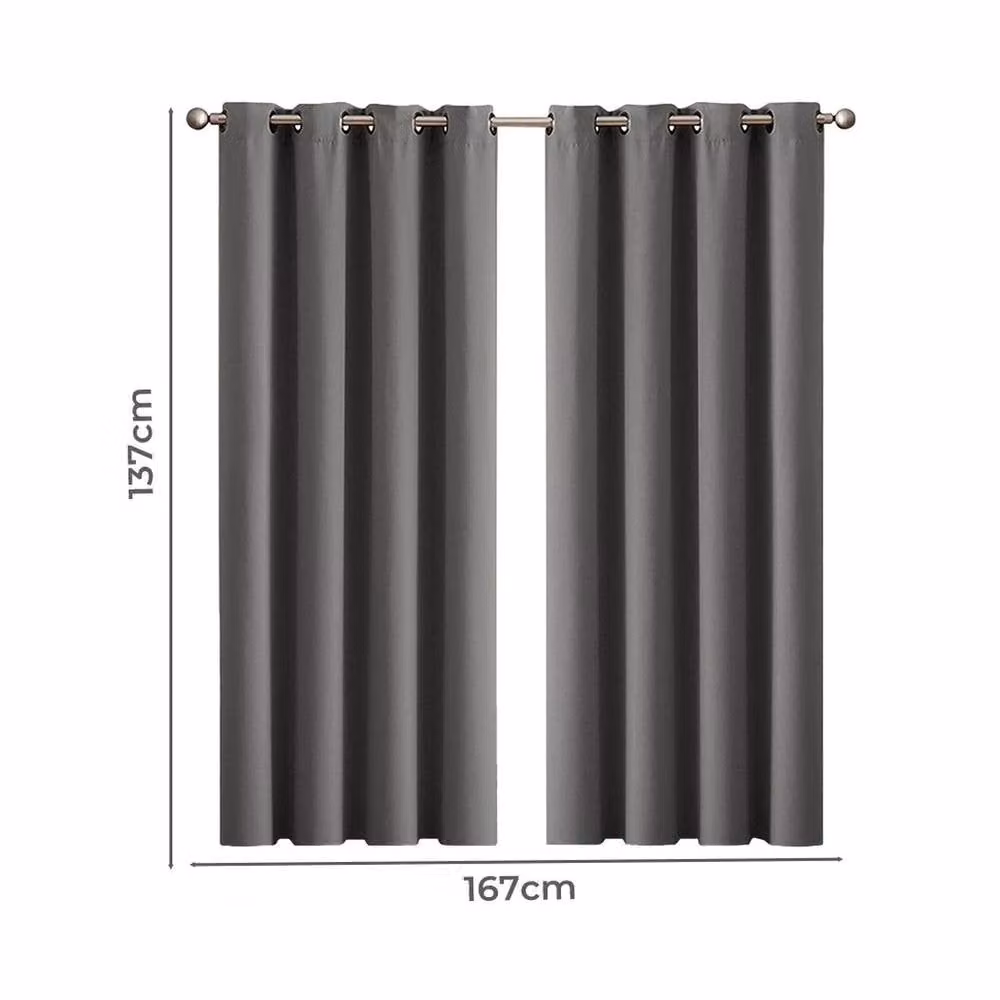 VOGREX 2 Pack Grey Thermal Blackout Eyelet Curtains – 6
