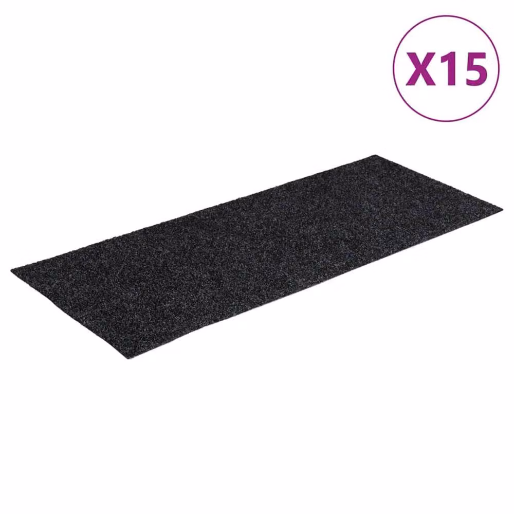Berkfield Home Self-adhesive Rectangular Stair Mats, Grey, 15 Pieces, W: 60 cm, D: 25 cm – 3