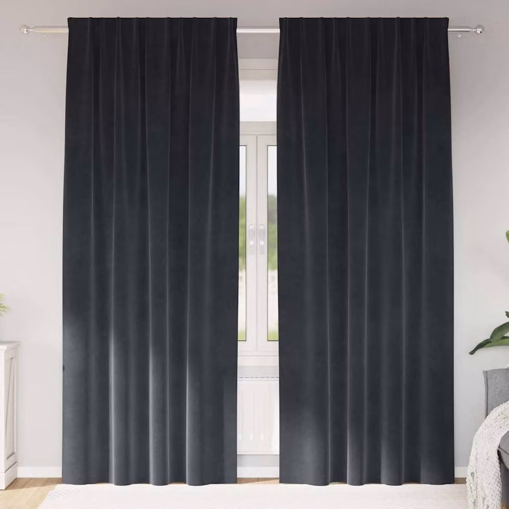 Berkfield Home Modern Blackout Velvet Curtains in Dark Grey, 2 Pack – 2